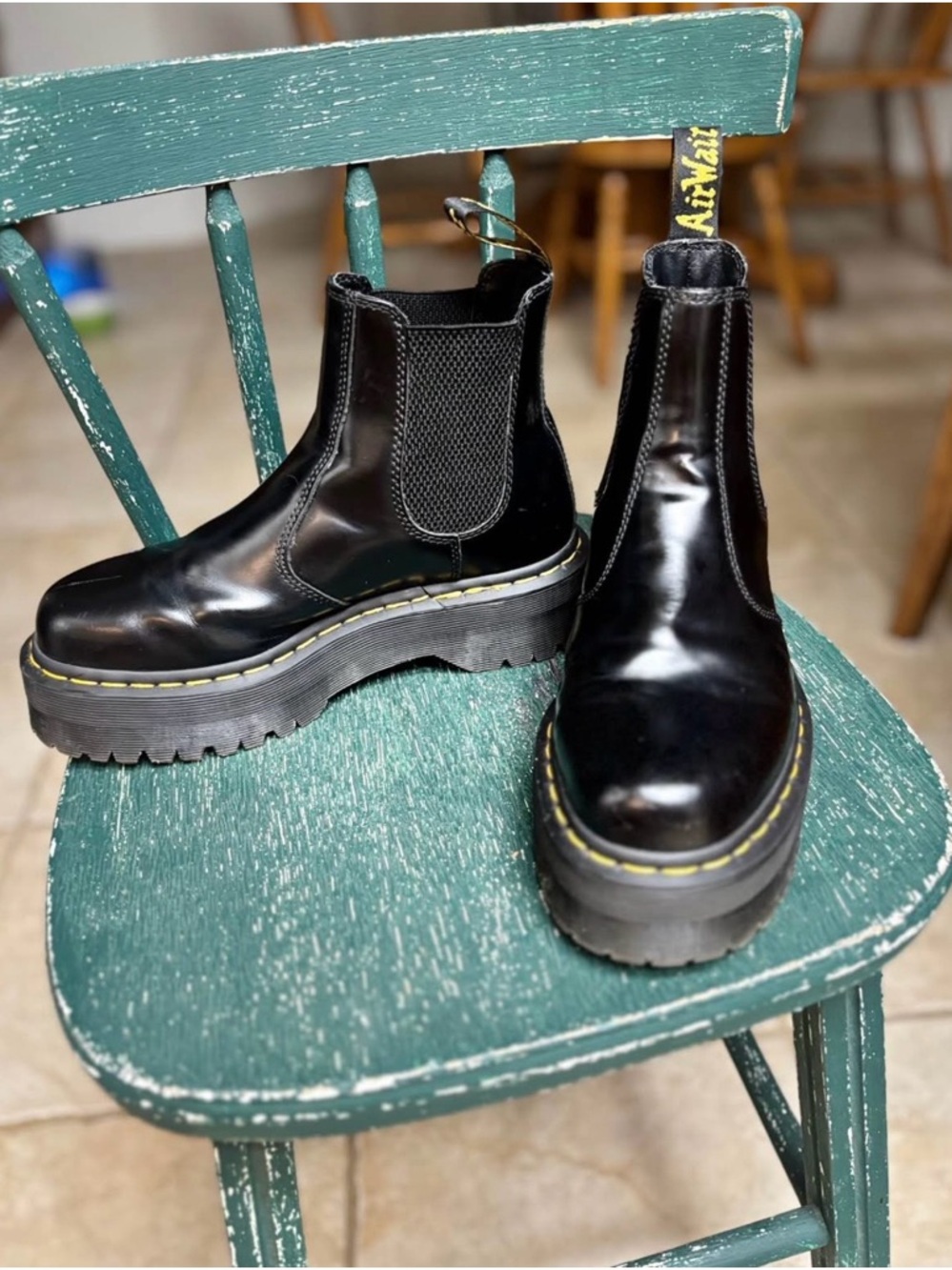 Dr. Martens 2976 QUAD Chelsea Platform Black leather Boots US 8W/7M Pre-owned